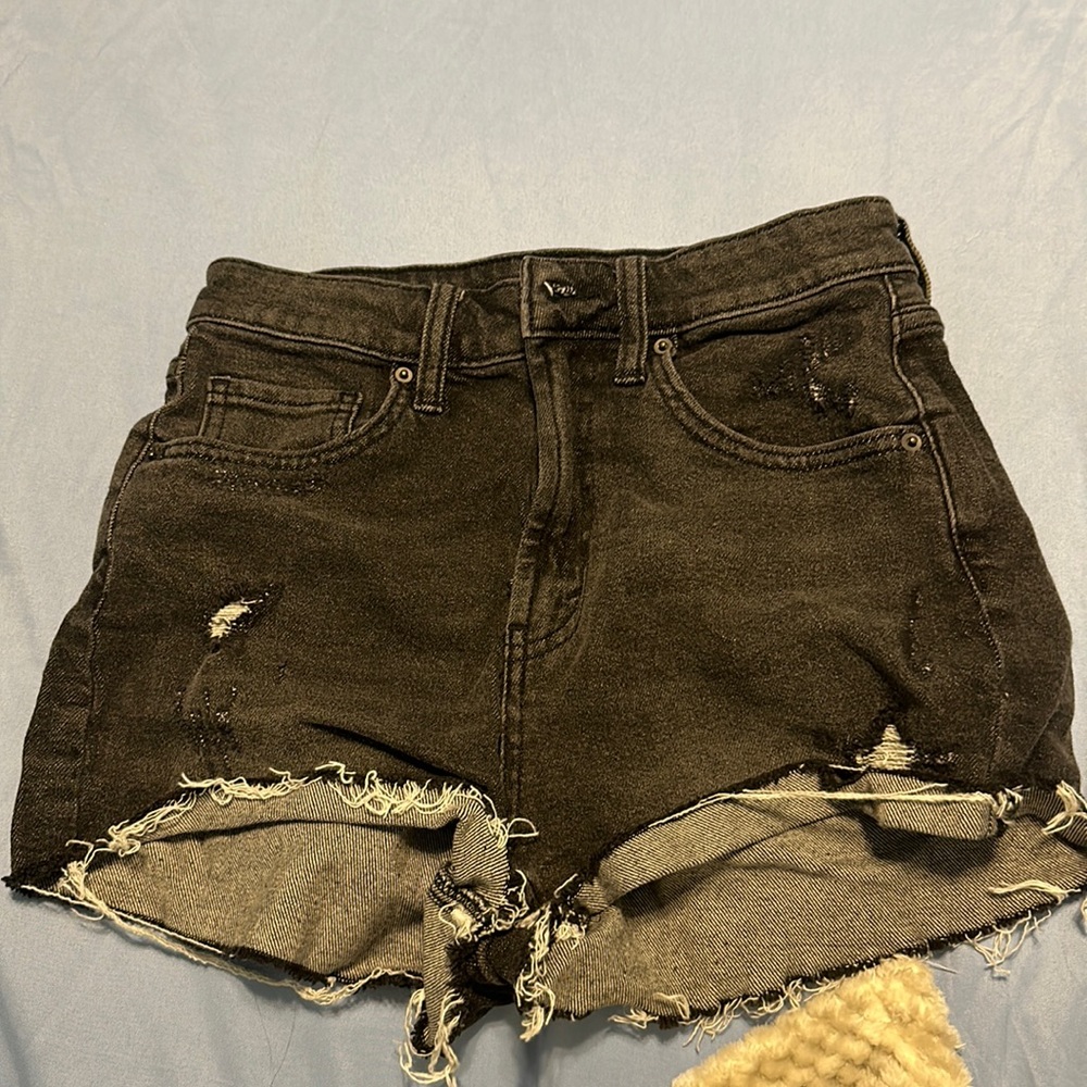 black jean shorts